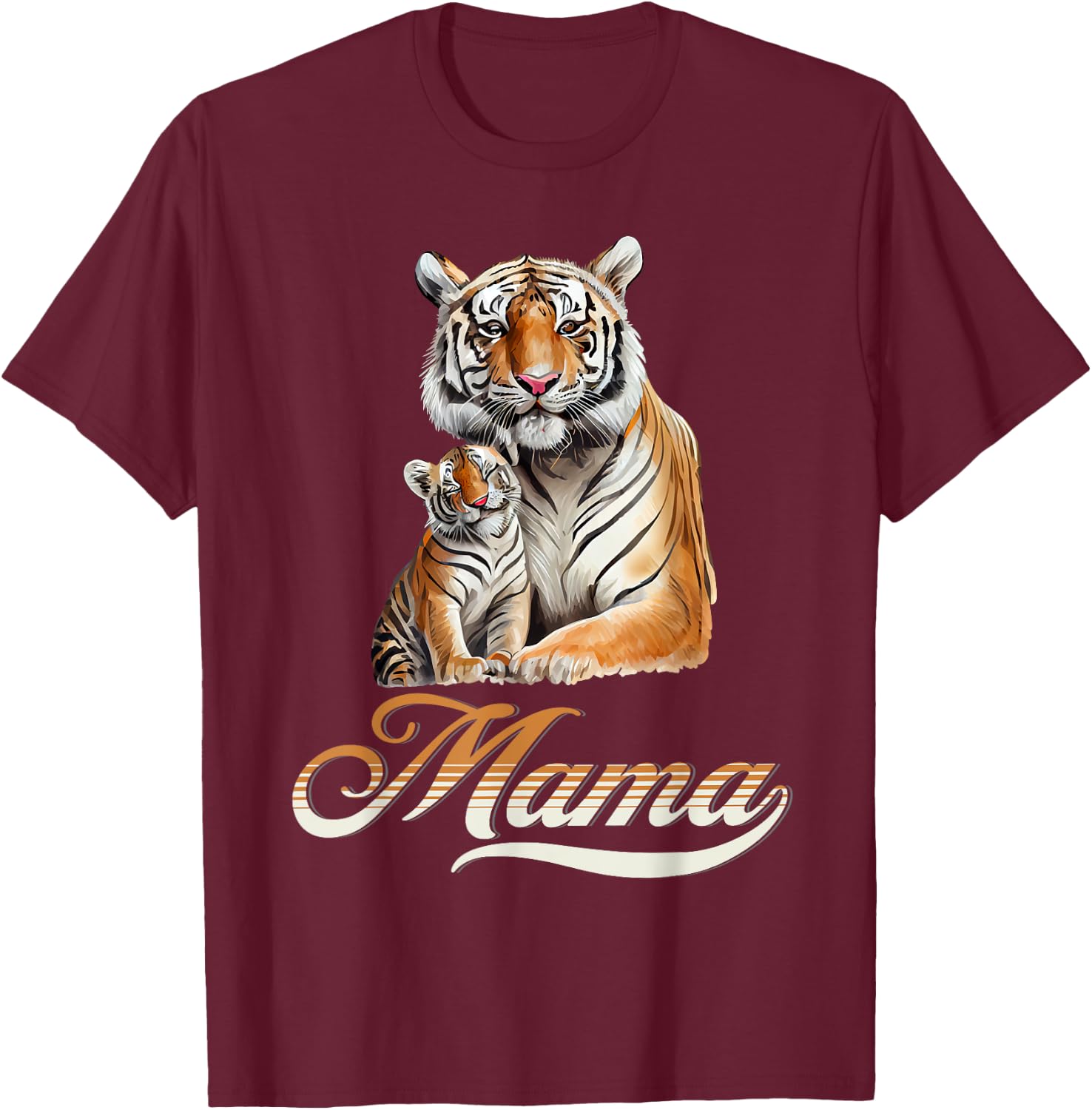 Tiger Mom & Baby Mother's Day Tiger Animal Lover T-Shirt - T-Shirt | Maroon