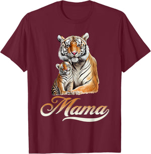 Tiger Mom & Baby Mother's Day Tiger Animal Lover T-Shirt - T-Shirt | Maroon