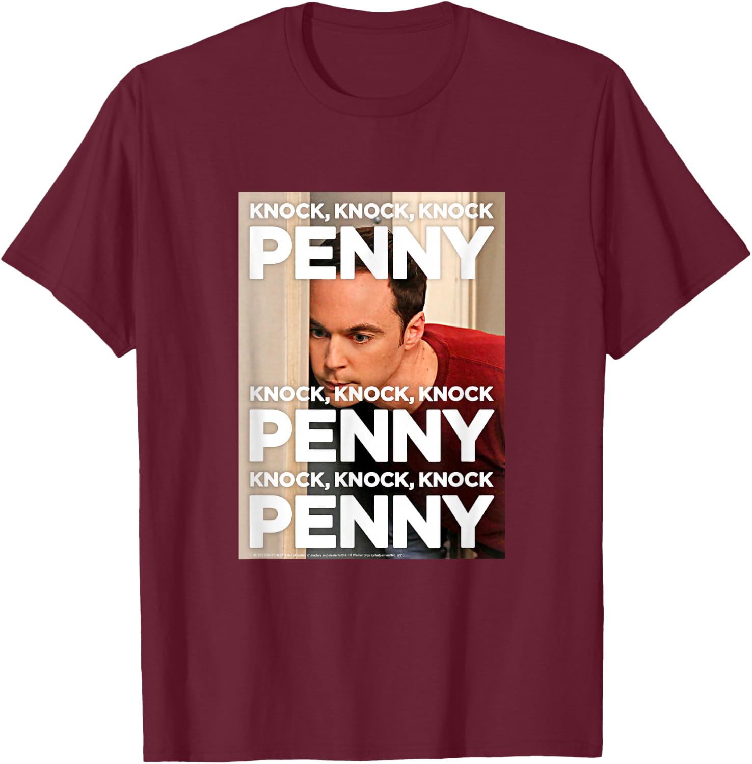 The Big Bang Theory Knock, Knock, Knock Penny T-Shirt - T-Shirt | Maroon