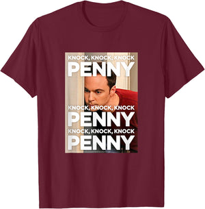 The Big Bang Theory Knock, Knock, Knock Penny T-Shirt - T-Shirt | Maroon