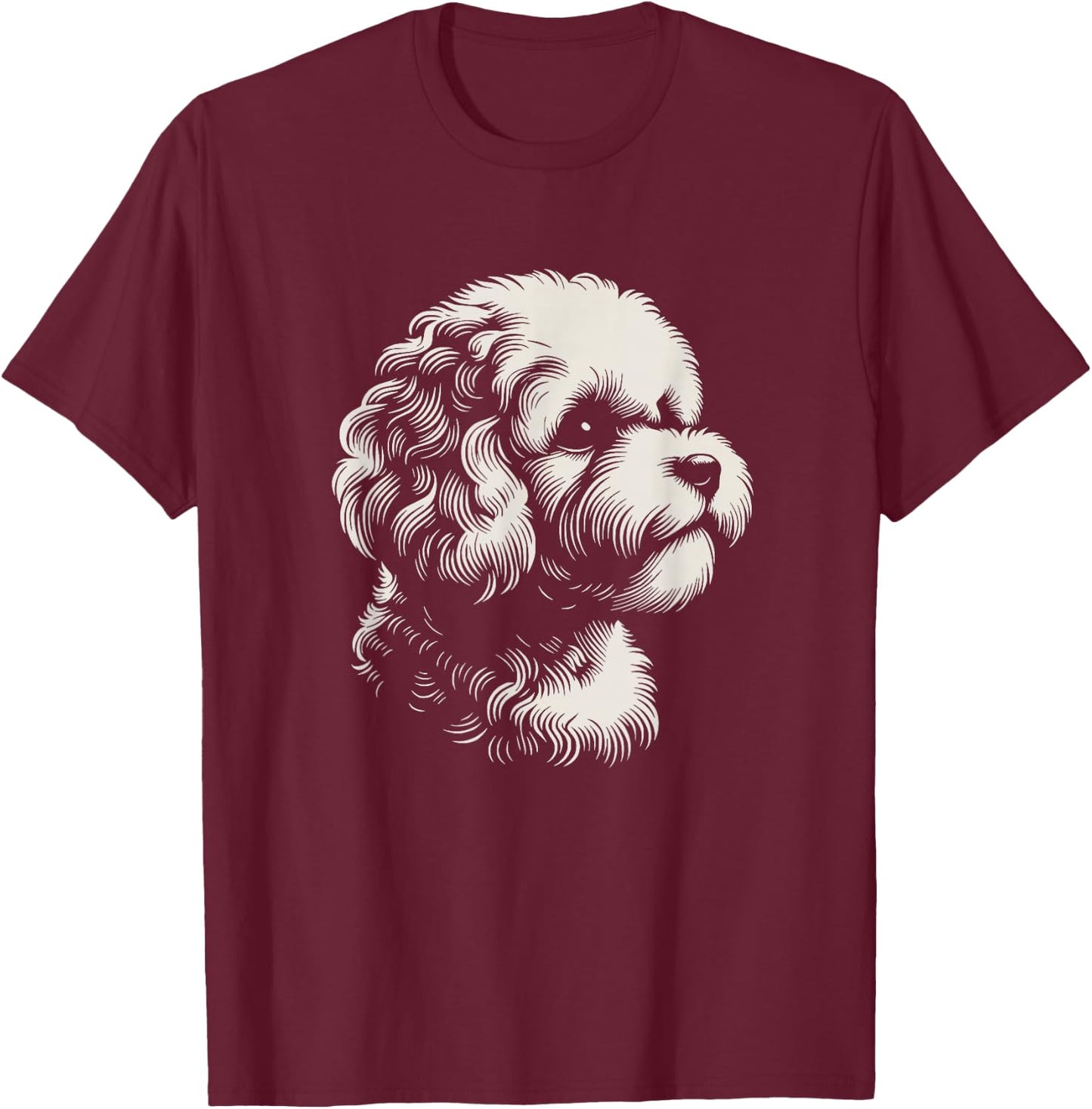 Maltipoo Dog Face Art Design And Men T-Shirt - T-Shirt | Maroon
