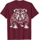 Bulldog Floral Red Rose T-Shirt - T-Shirt | Maroon