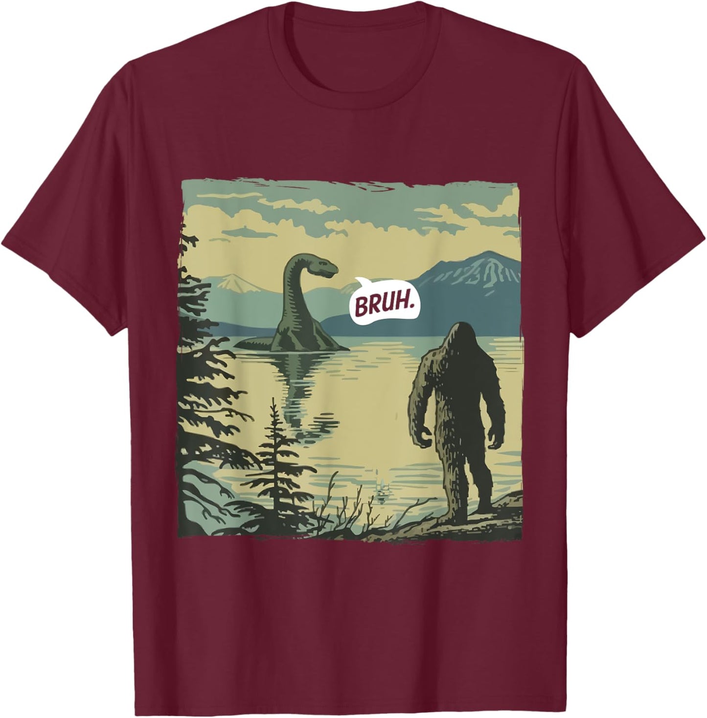 Bruh Bigfoot T-Shirt - T-Shirt | Maroon