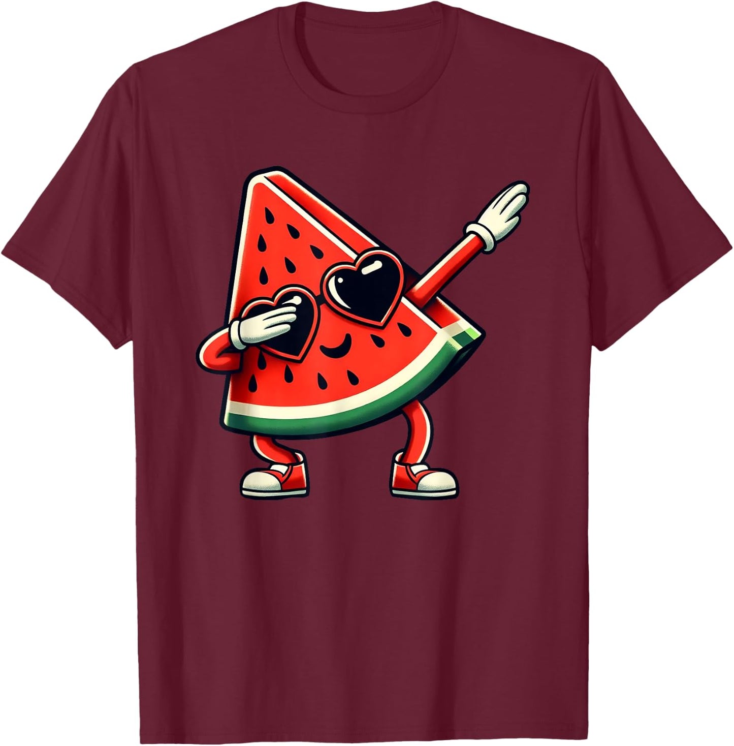 Dabbing Watermelon Kawaii Dab Summer Fruit Melon Lover T-Shirt - T-Shirt | Maroon