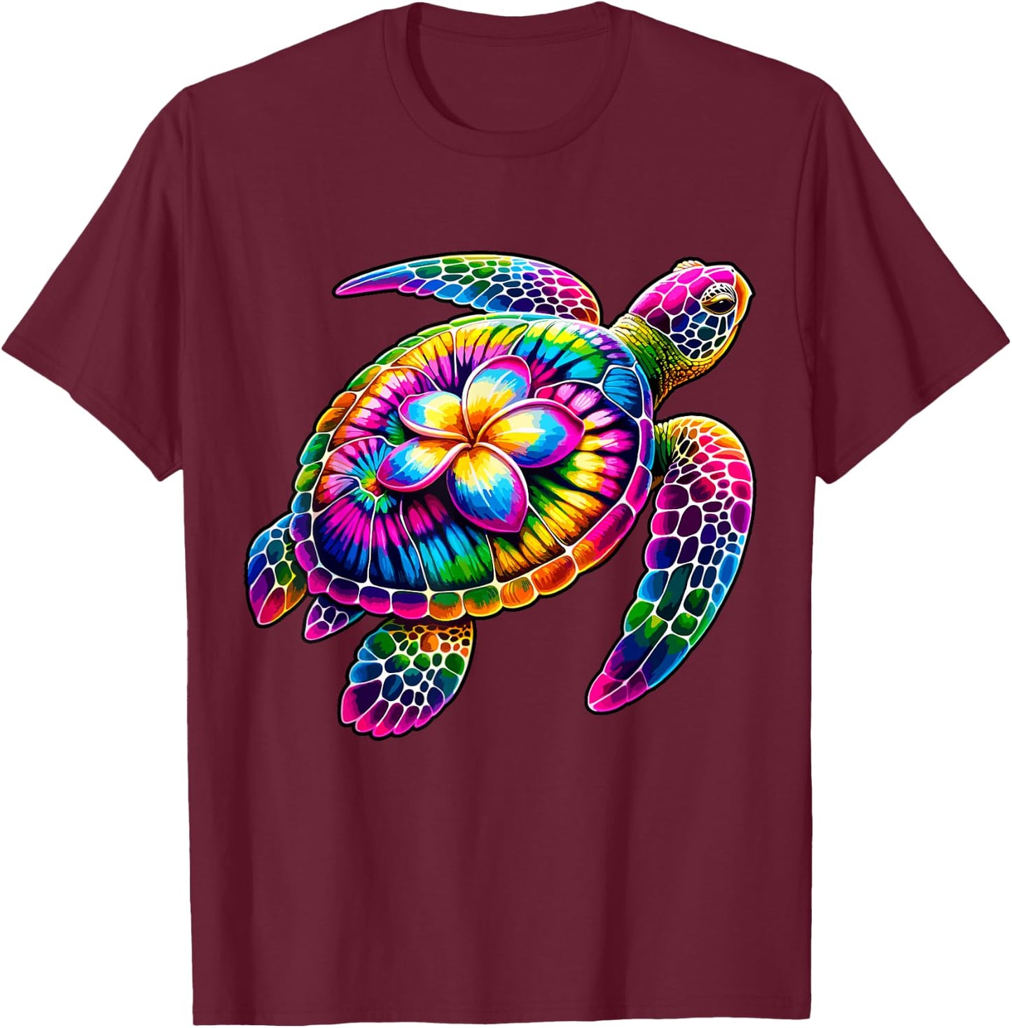 Hawaiian Sea Turtle Tie-Dye Hawaii Vacation Beach Summer T-Shirt - T-Shirt | Maroon