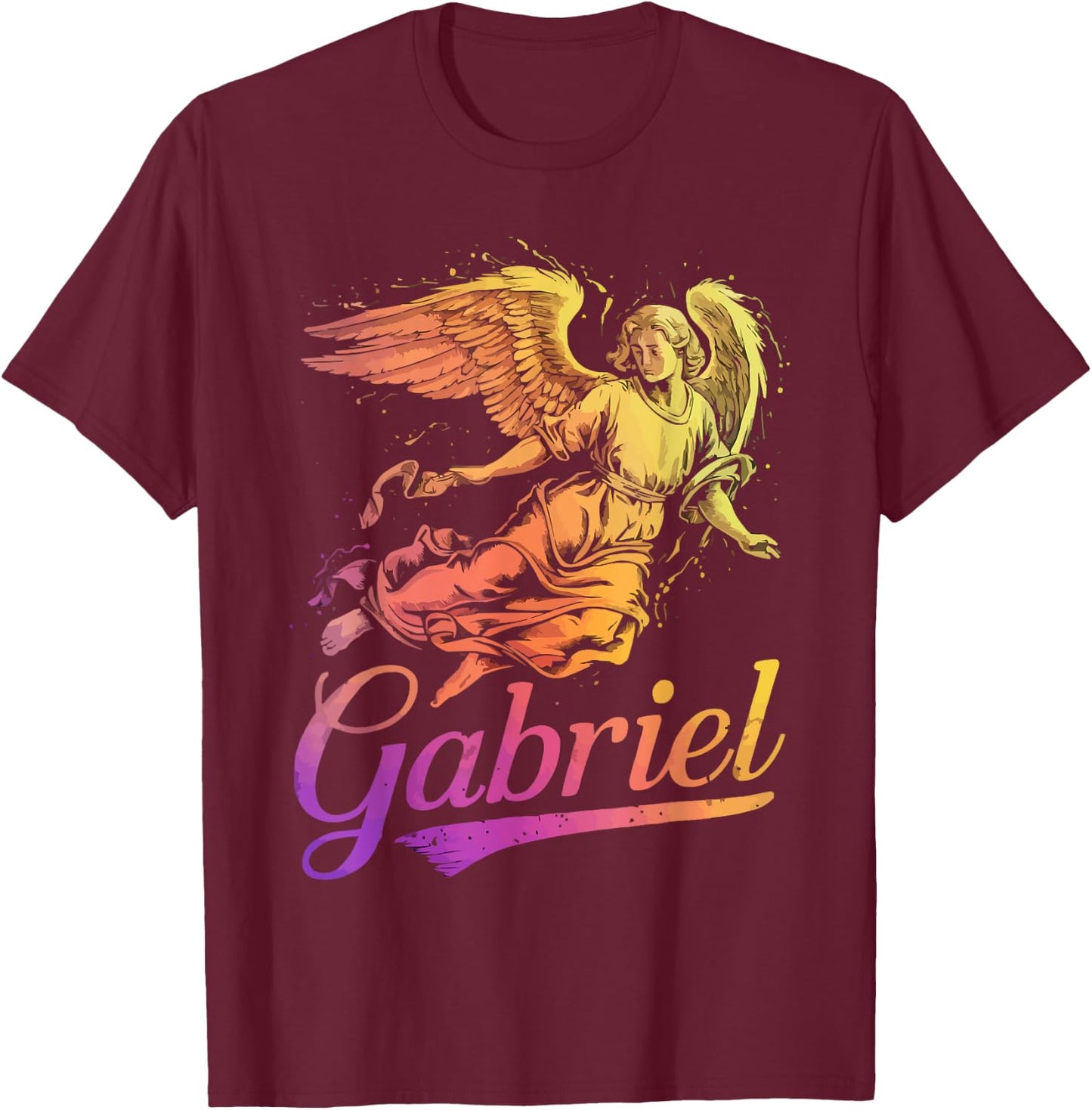 Archangel Gabriel Catholic Christianity Guardian Angel T-Shirt - T-Shirt | Maroon