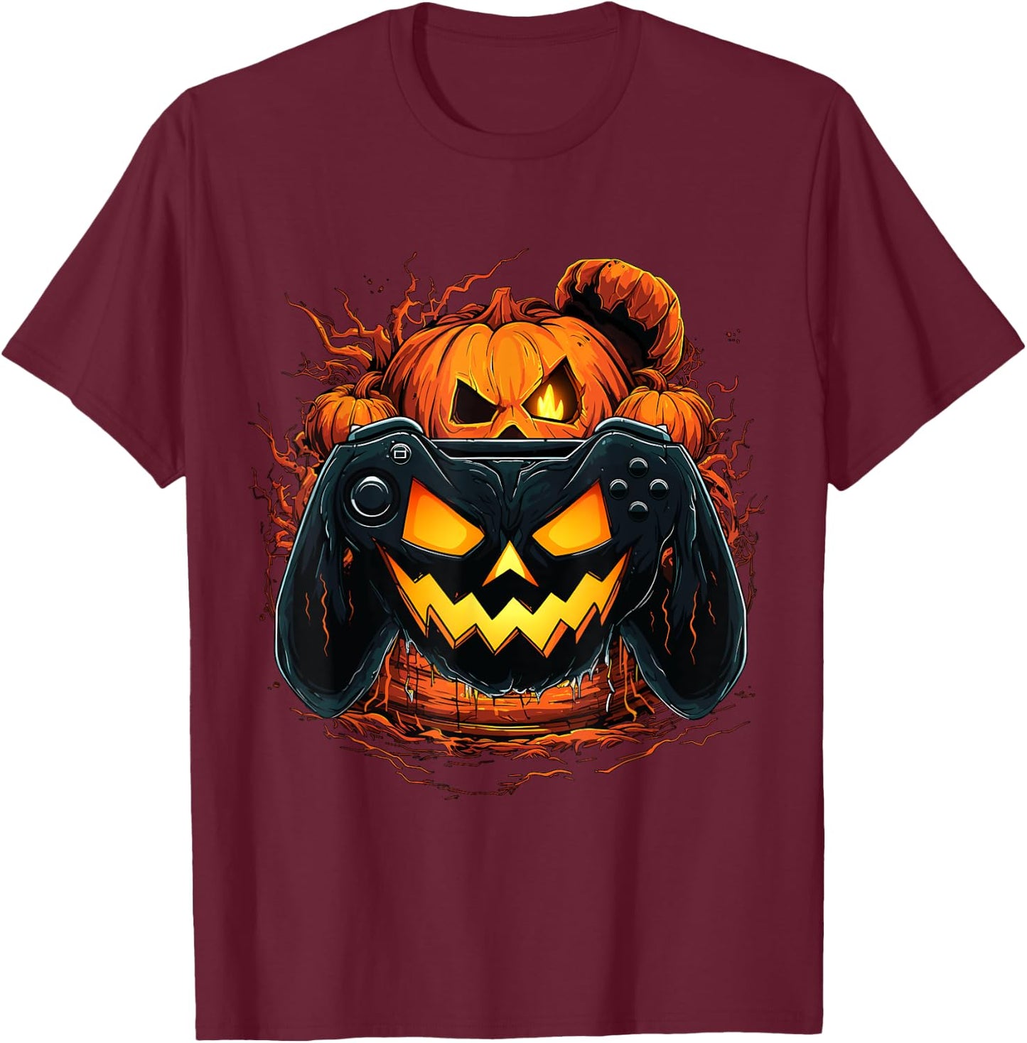 Halloween Shirt Gamer Gaming Pumpkin Boys Halloween Costume T-Shirt - T-Shirt | Maroon