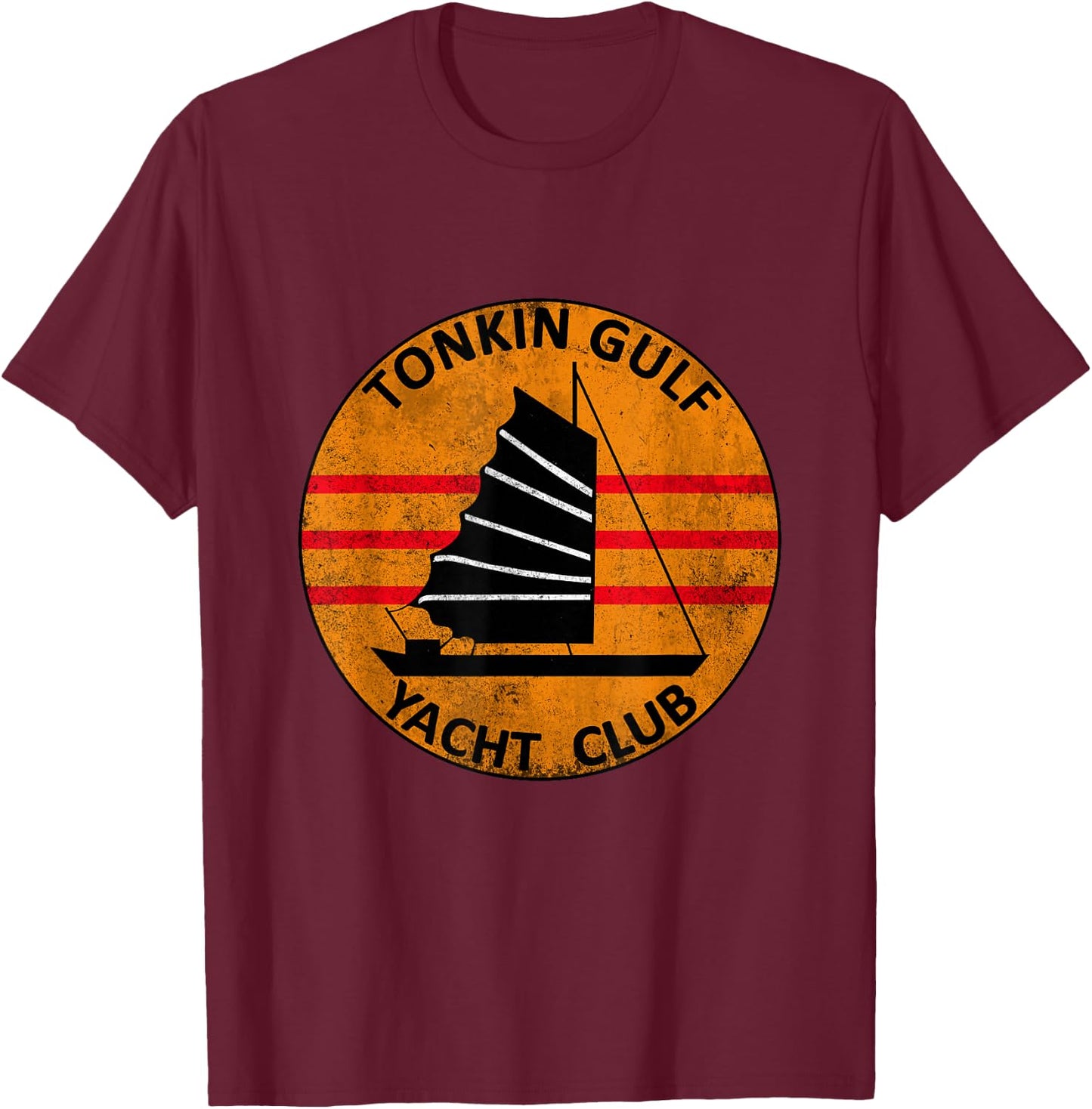 Tonkin Gulf Yacht Club 7th Fleet Vietnam Patch Tonkin Gulf T-Shirt - T-Shirt | Maroon