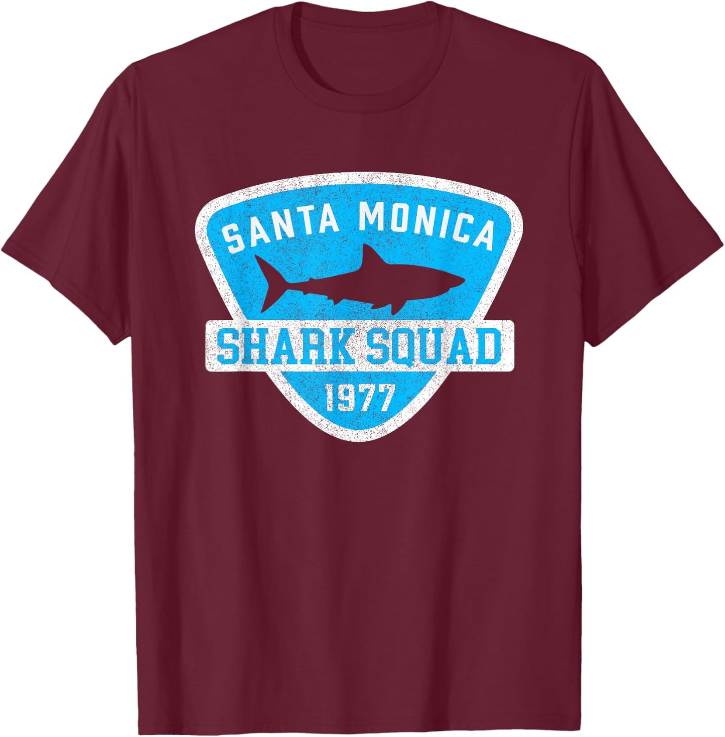 Kids Santa Monica California Shark Souvenir Boys Vintage T-Shirt - T-Shirt | Maroon