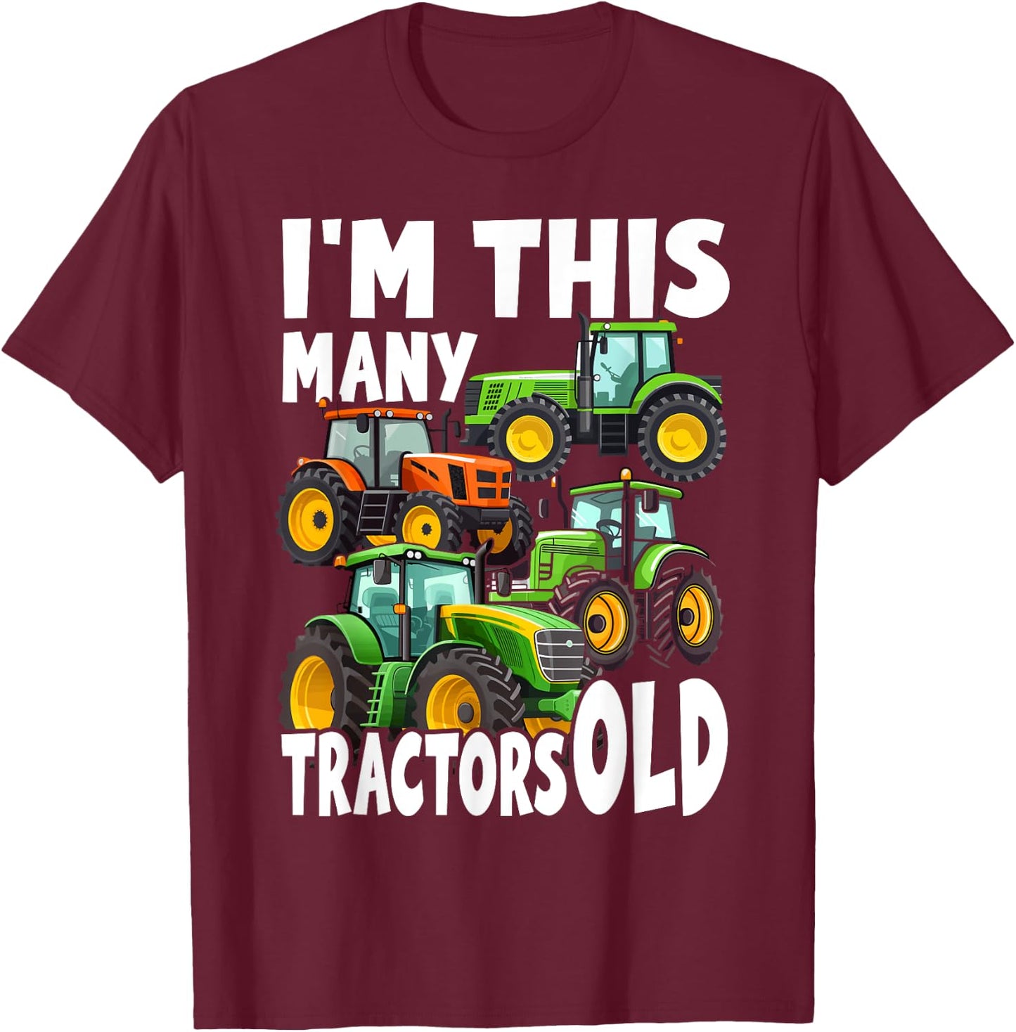 4 Year Old Boy Tractors Old 4th Birthday Farm Tractor Truck T-Shirt - T-Shirt | Maroon