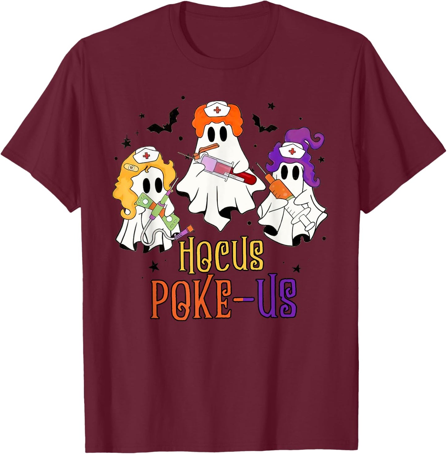 Phlebotomist Halloween,Medical Lab Tech,ER Crew Spooky Nurse T-Shirt - T-Shirt | Maroon