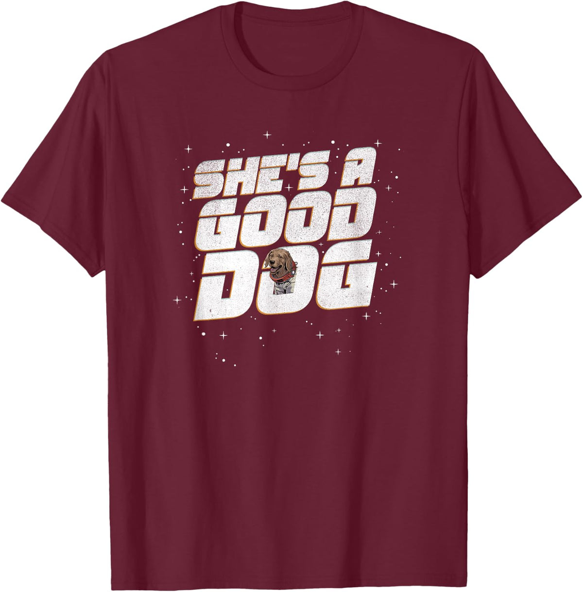 Marvel Guardians of the Galaxy Vol. 3 Cosmo Good Dog Retro T-Shirt - T-Shirt | Maroon