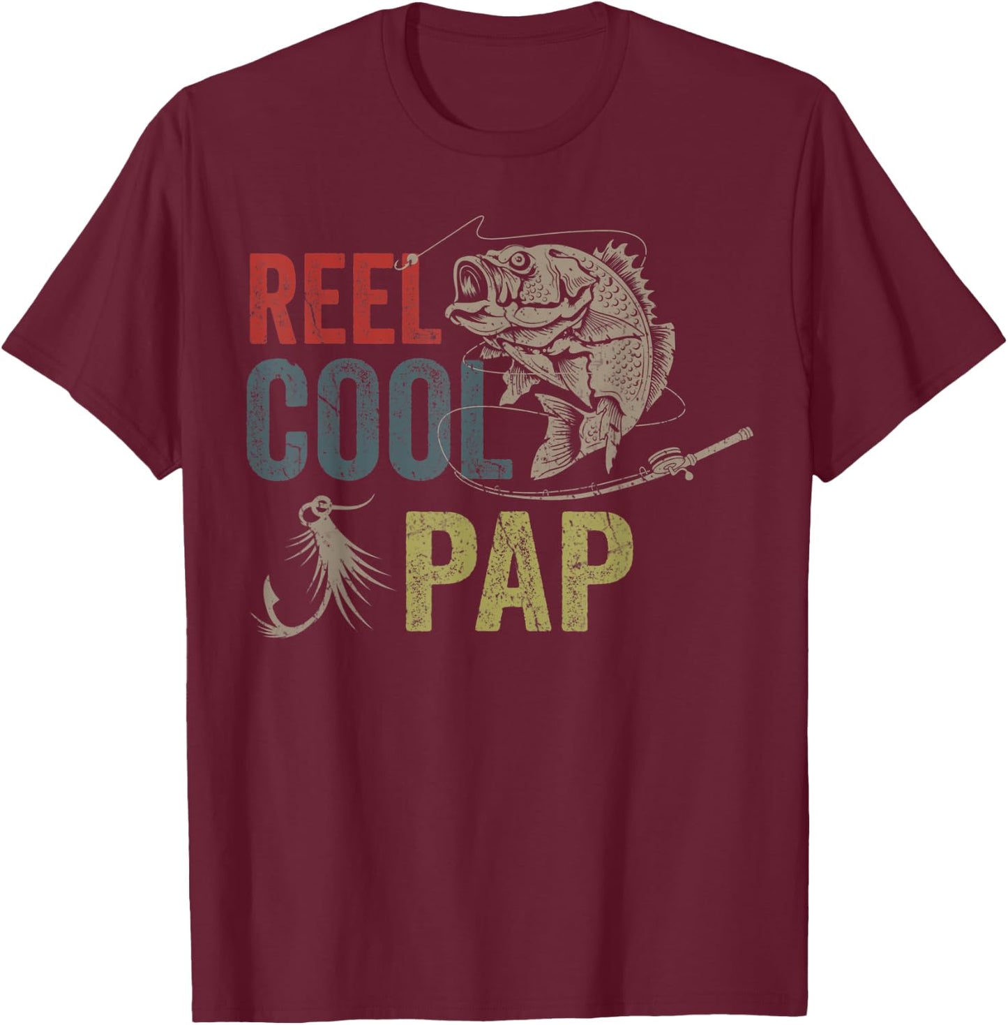 Reel Cool Pap Fishing Father's Day Gift T-Shirt - T-Shirt | Maroon