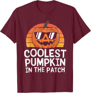 Coolest Pumpkin In The Patch Halloween Outfit Teens Boys Kid T-Shirt - T-Shirt | Maroon