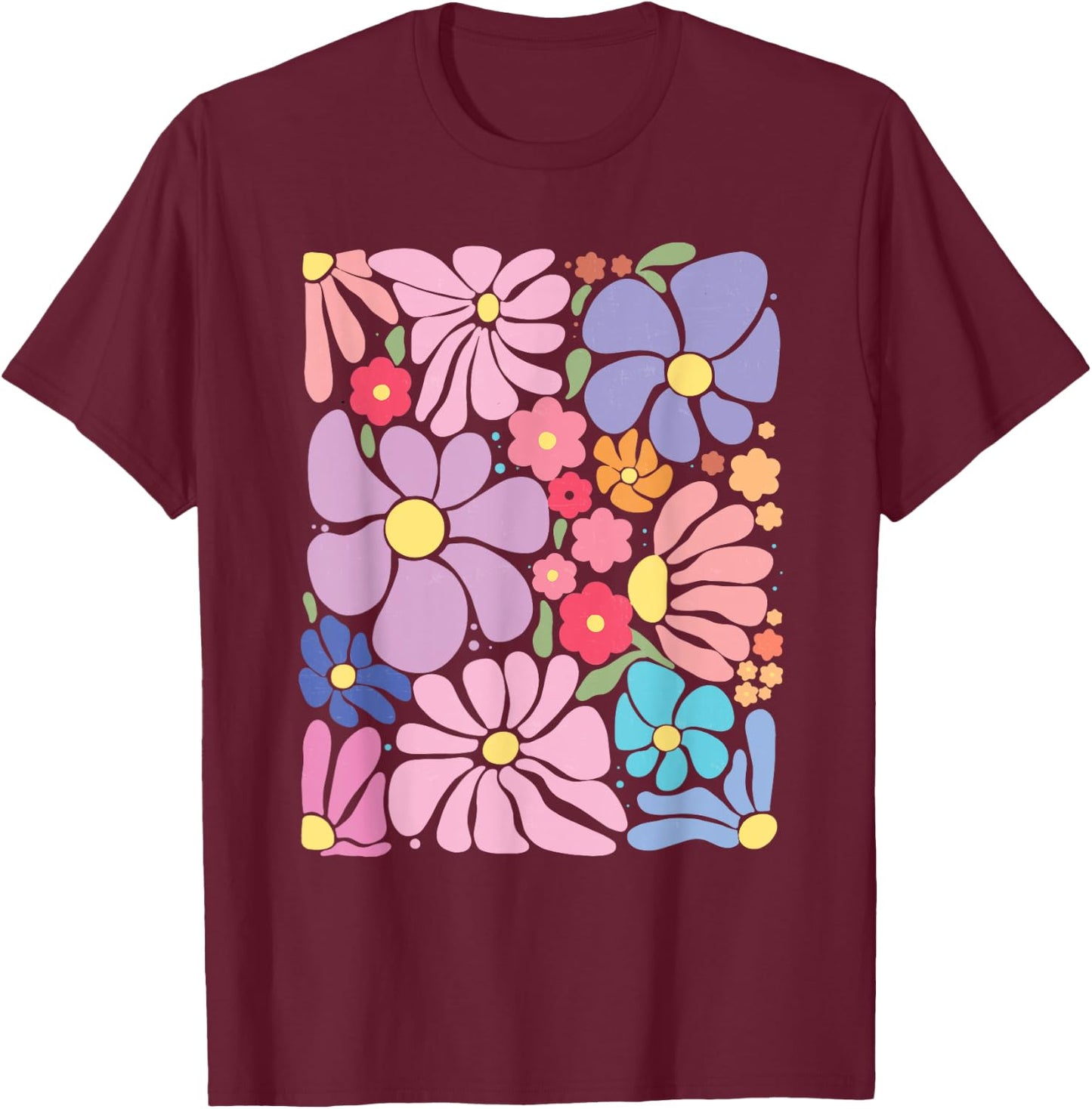 Boho Wildflowers Floral Nature Flower Nature Lover T-Shirt - T-Shirt | Maroon