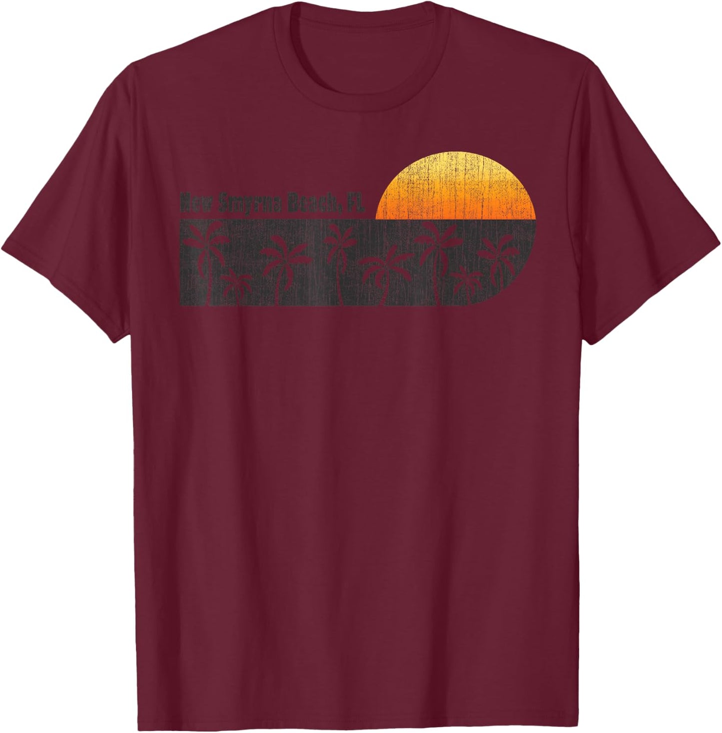 Retro New Smyrna Beach Vintage Florida Beach S T-Shirt - T-Shirt | Maroon