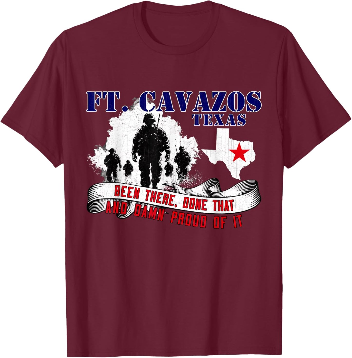 Fort Cavazos Texas US Military Base Veterans Day T-Shirt - T-Shirt | Maroon