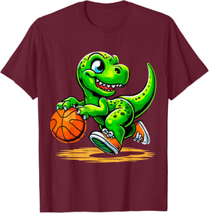 T-Rex Basketball Player Dinosaur T-Shirt - T-Shirt | Maroon