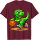 T-Rex Basketball Player Dinosaur T-Shirt - T-Shirt | Maroon