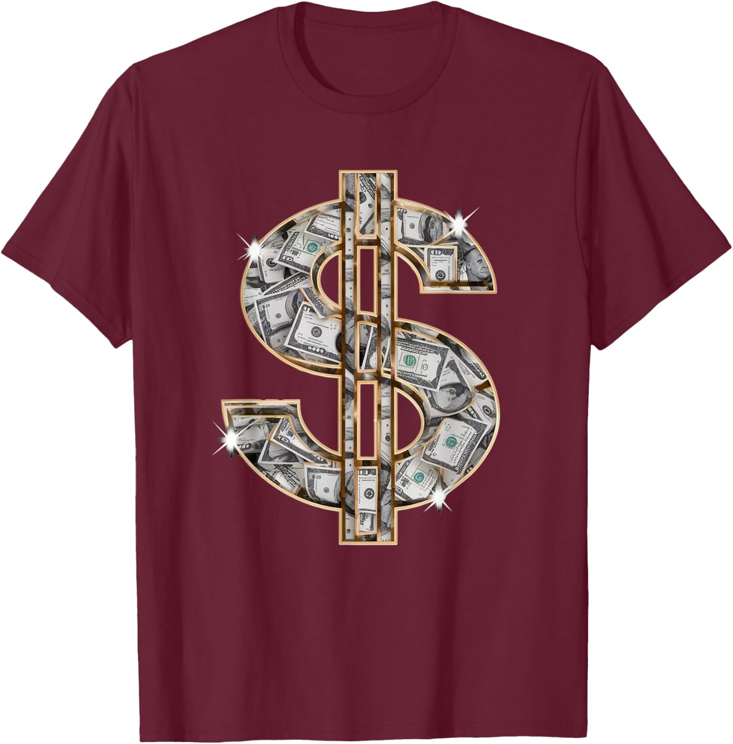 Cool As Dollar Bill Dollar Sign $ Money Hustle Hard Work T-Shirt - T-Shirt | Maroon