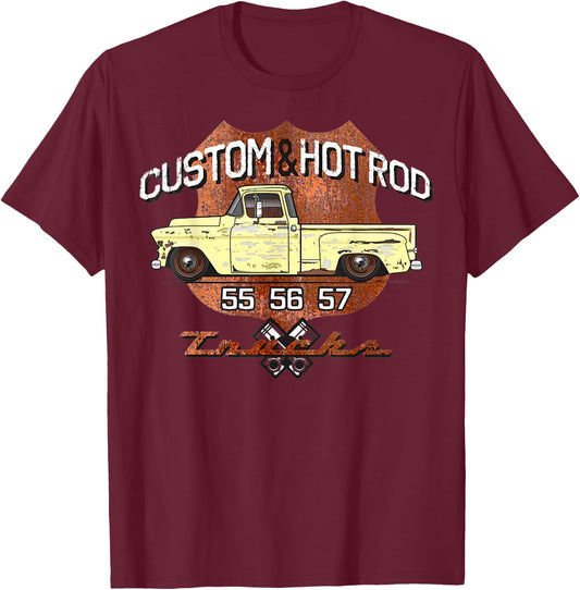 55 56 57 Chevys Truck T-Shirt - T-Shirt | Maroon
