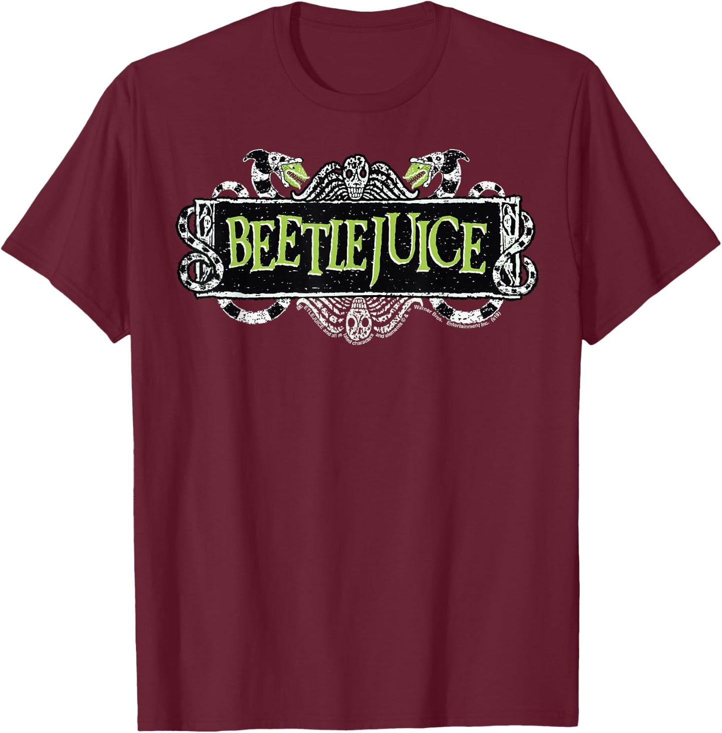 Beetlejuice Green Sign Logo T-Shirt - T-Shirt | Maroon