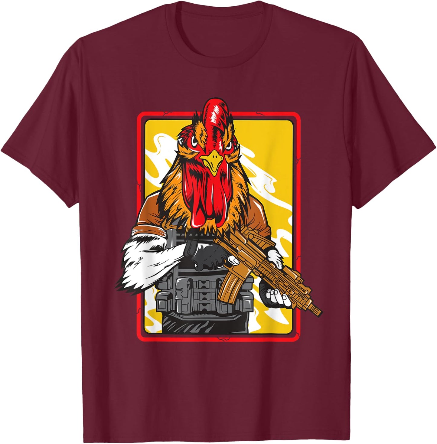 Combat Rooster - Ready for Battle Cockadoodle T-Shirt - T-Shirt | Maroon