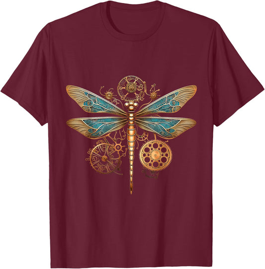 Dragonfly Steam Punk Insect Art Engineer Steampunk Dragonfly T-Shirt - T-Shirt | Maroon