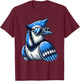 Cool Blue Jay Bird Wearing Sunglasses Funny Animal Lover T-Shirt - T-Shirt | Maroon