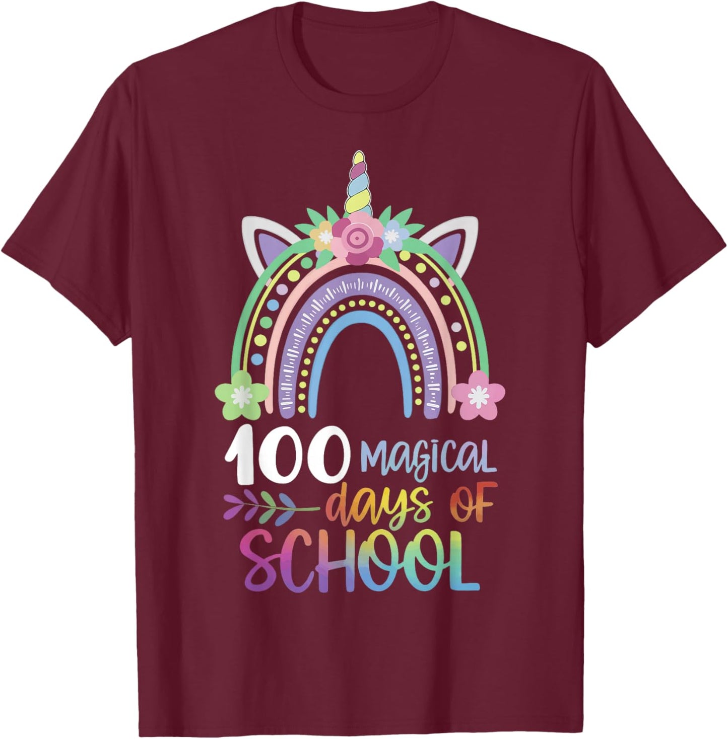 100 Magical Days Of School T-Shirt - T-Shirt | Maroon
