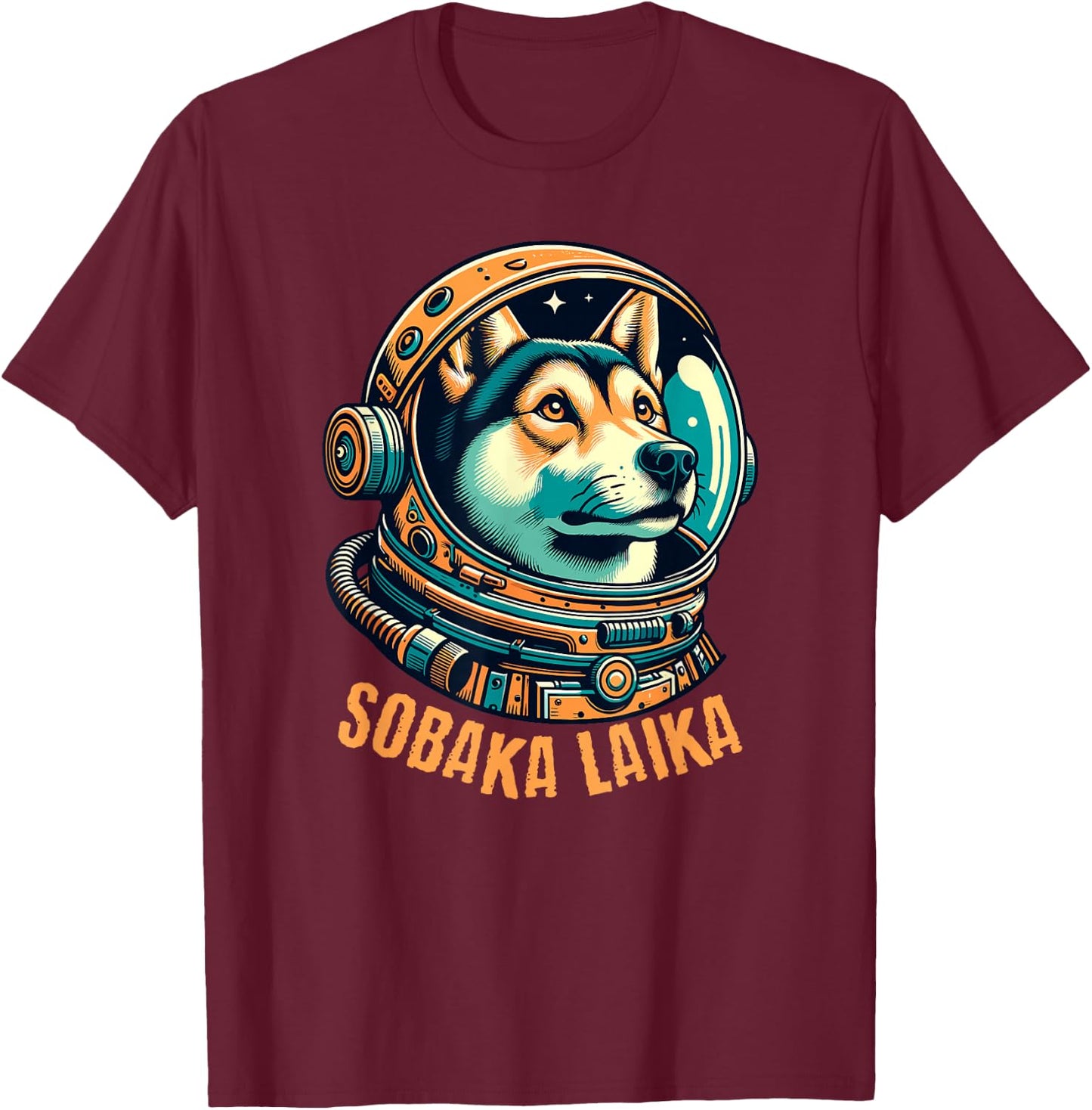 USSR Sobaka Laika Soviet Space T-Shirt - T-Shirt | Maroon