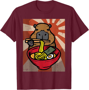 Capybara Ramen Kawaii Capy Japanese Food Men Women Kids Boys T-Shirt - T-Shirt | Maroon