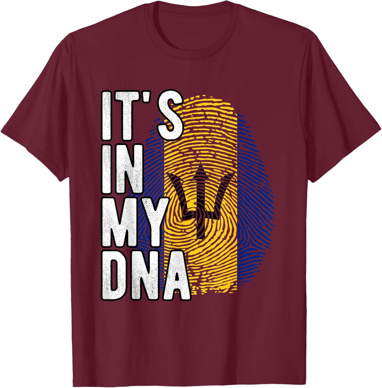 Funny it's in my DNA Barbados flag Fingerprint T-Shirt - T-Shirt | Maroon