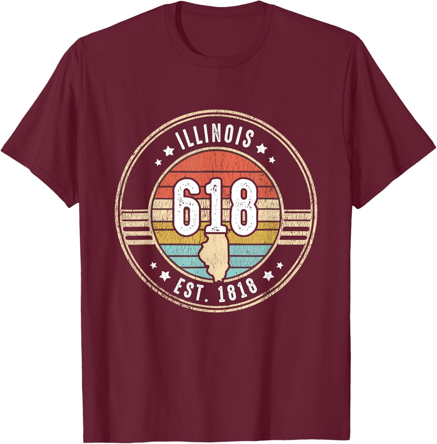 Illinois Area Code 618 Home State Pride Souvenir T-Shirt - T-Shirt | Maroon