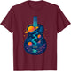 Guitar Space Reflections Galaxy and Planets Guitarist Band T-Shirt - T-Shirt | Maroon