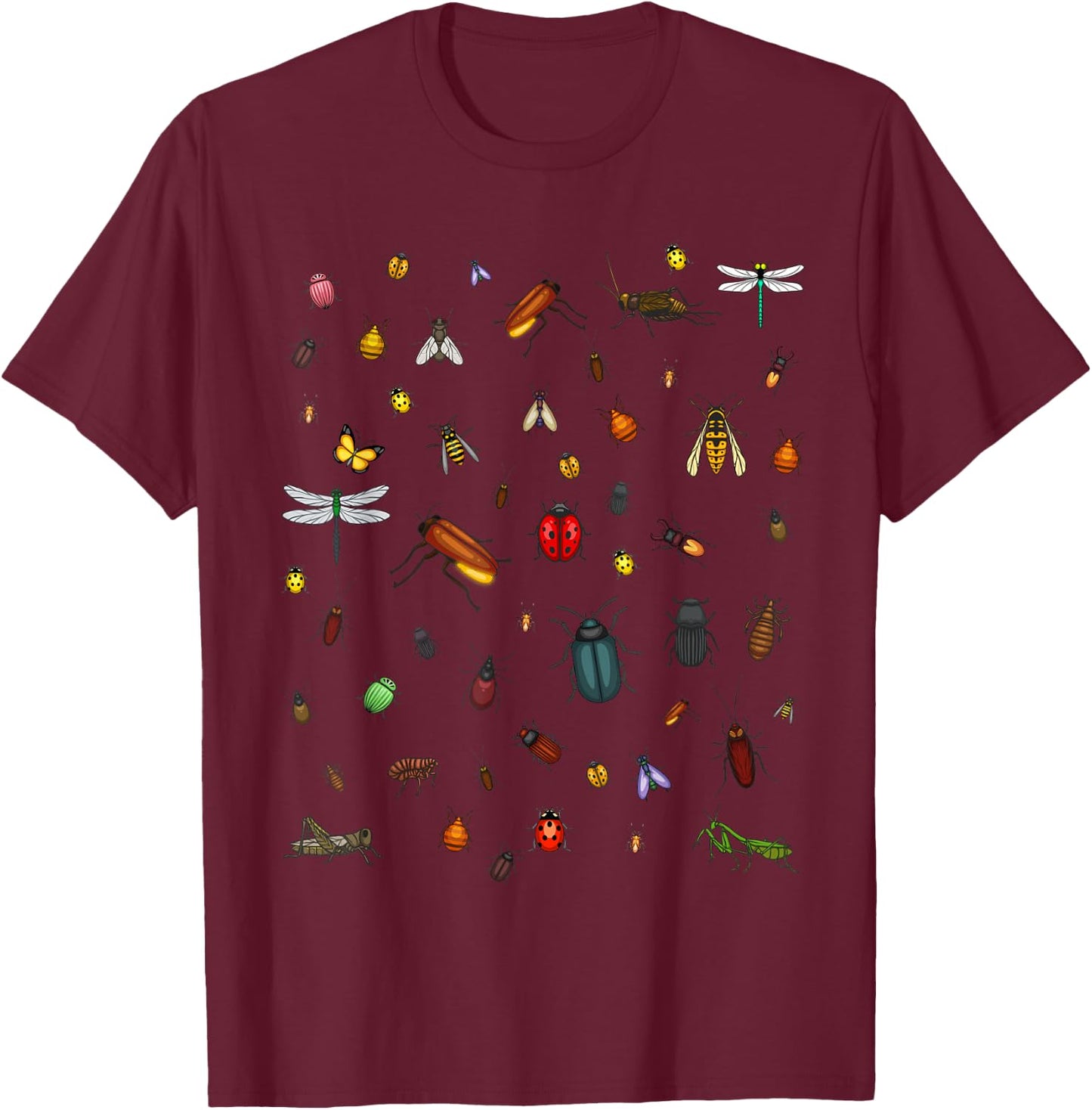 Cute Bugs Designs Women Insect Collectors Lovers T-Shirt - T-Shirt | Maroon