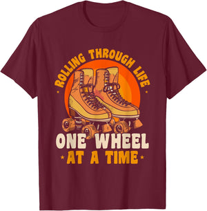 Roller Skate Rolling Through Life Roller Skater T-Shirt - T-Shirt | Maroon