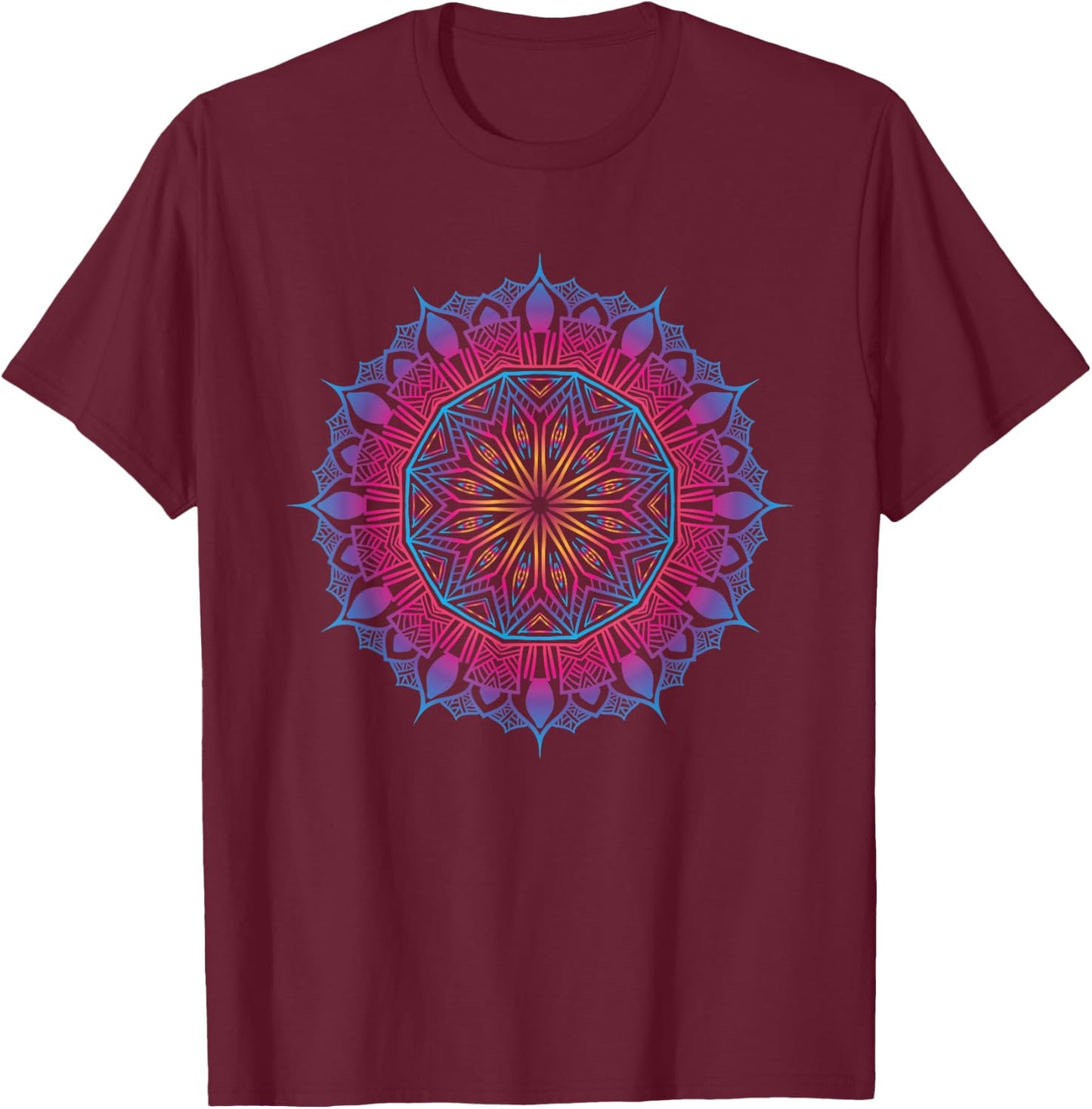 Boho Yoga Art Spiritual Meditation Sacred Geometry Mandala T-Shirt - T-Shirt | Maroon