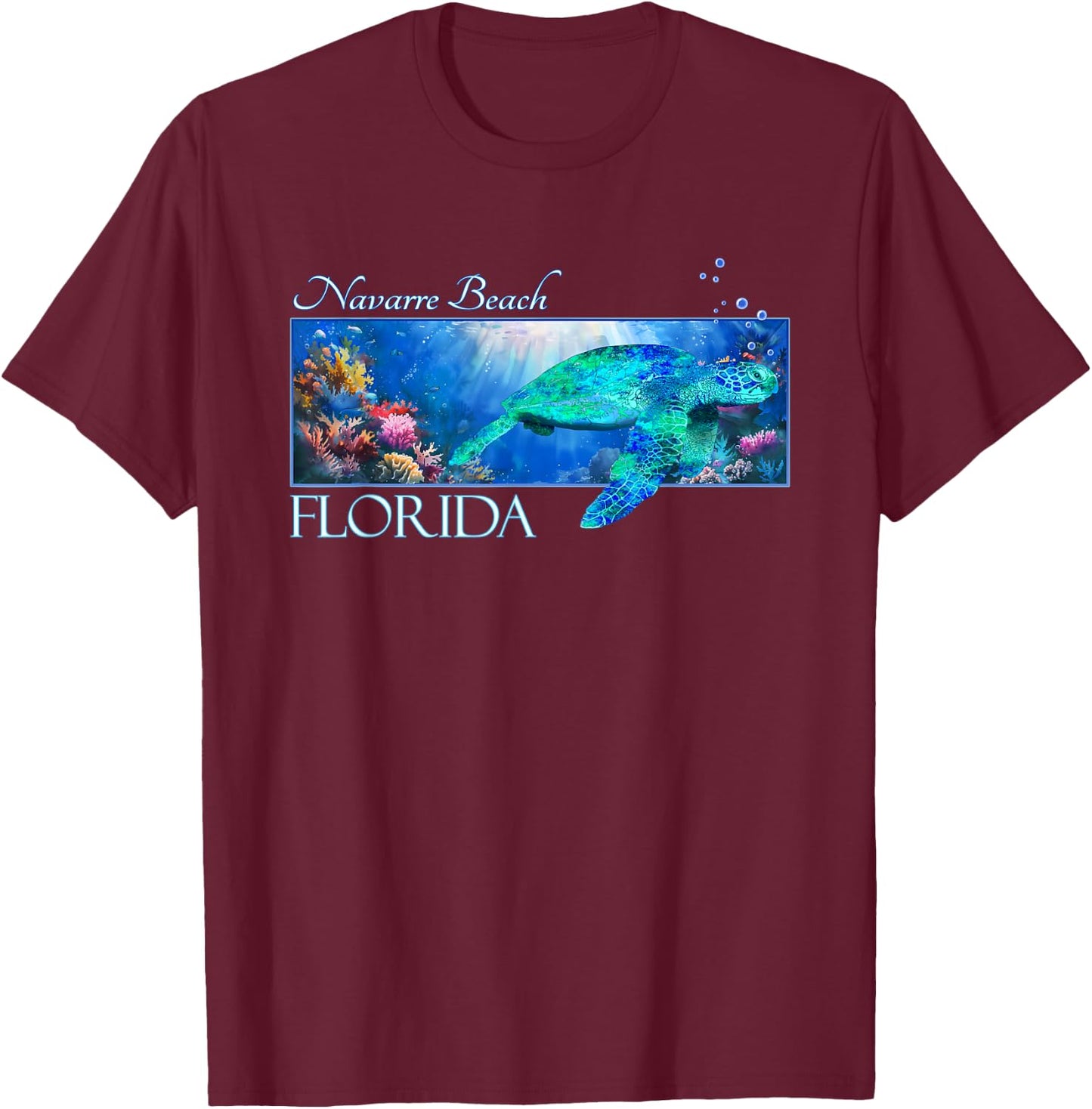 Navarre Beach Florida Vacation Swimming Sea Turtle Men Women Girls Kids T-Shirt - T-Shirt | Maroon