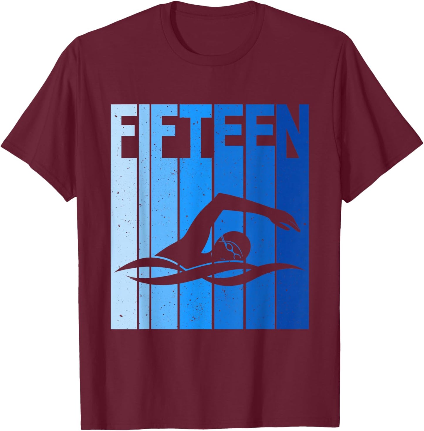 15th Birthday Swimming 15 Year Old Birthday Swimmer T-Shirt - T-Shirt | Maroon
