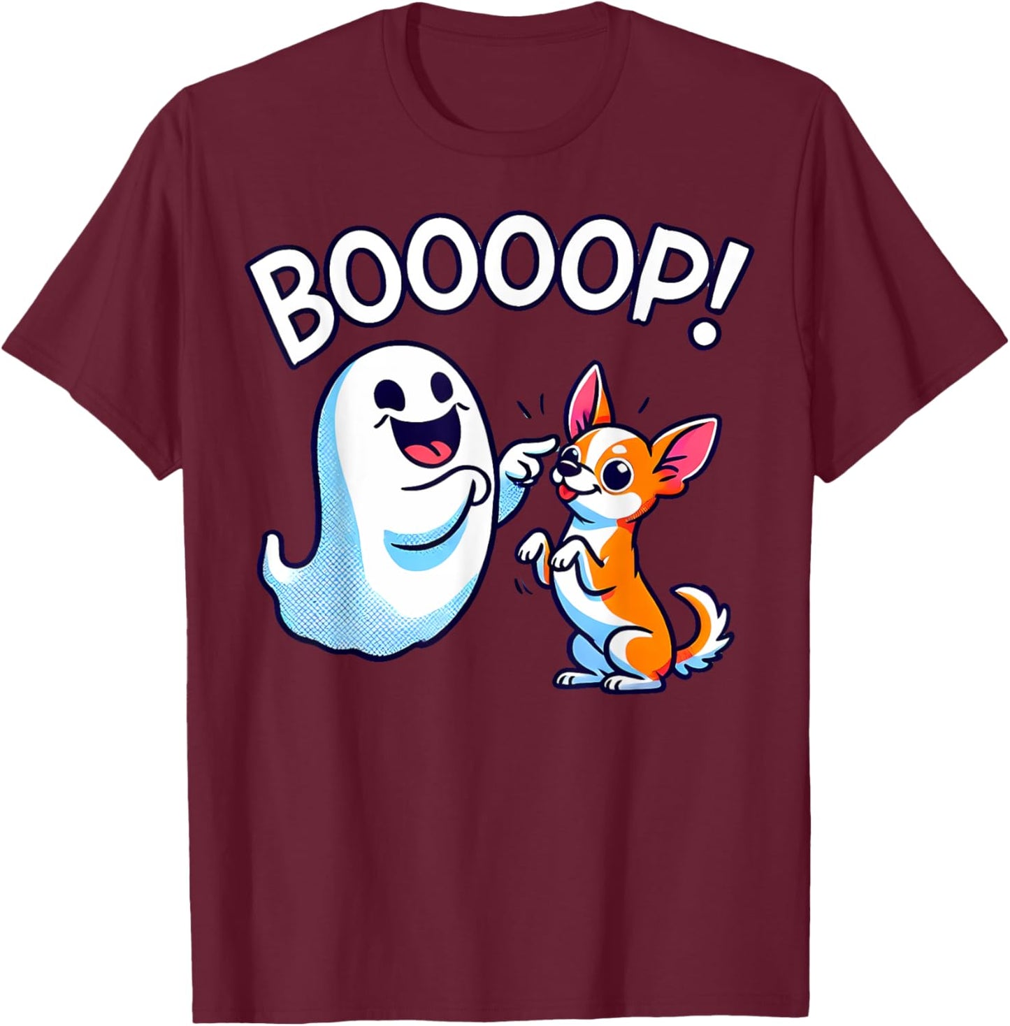 Funny Halloween Ghost Chihuahua Dog Boop Silly Puppy Humor Men Women Kids T-Shirt - T-Shirt | Maroon