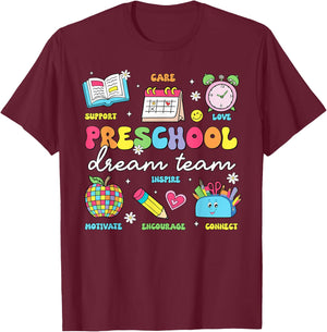 Preschool Dream Team Back To School Teachers Preschool T-Shirt - T-Shirt | Maroon