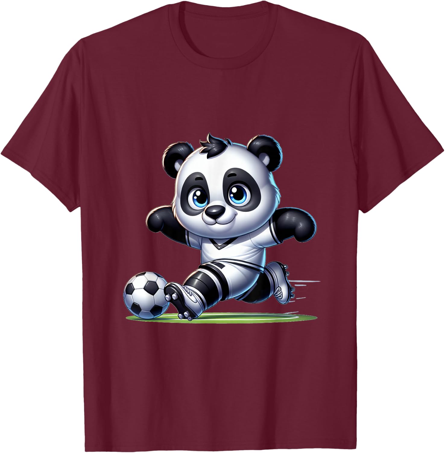 Cute Soccer Player Panda T-Shirt - T-Shirt | Maroon
