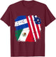 USA Mexico Honduras Flags T-Shirt - T-Shirt | Maroon