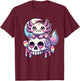 Kawaii Pastel Goth Cute Creepy Axolotl Bat Skeleton T-Shirt - T-Shirt | Maroon