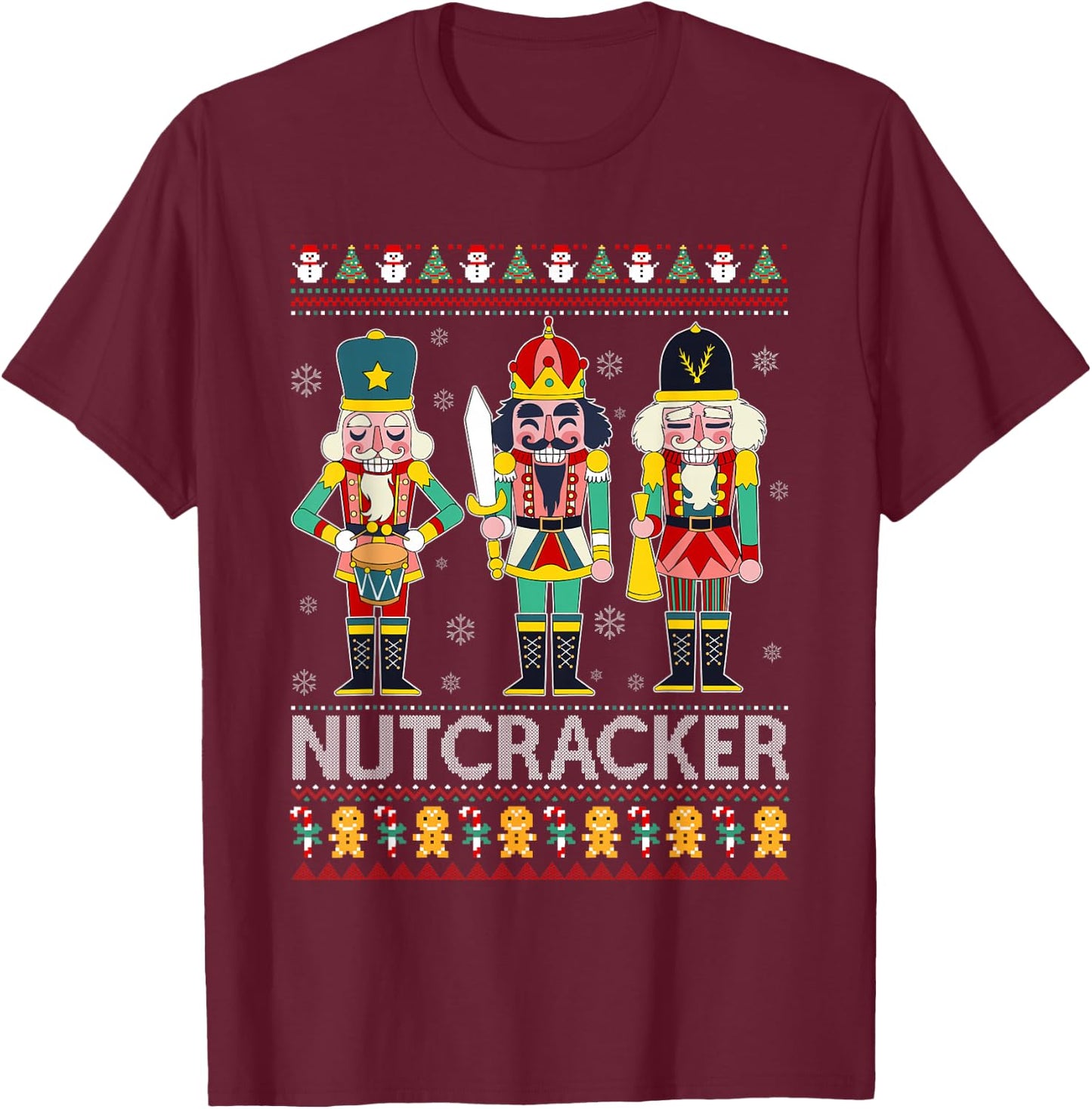 Nutcracker Squad Shirt Funny Ugly Christmas Sweater Xmas T-Shirt - T-Shirt | Maroon