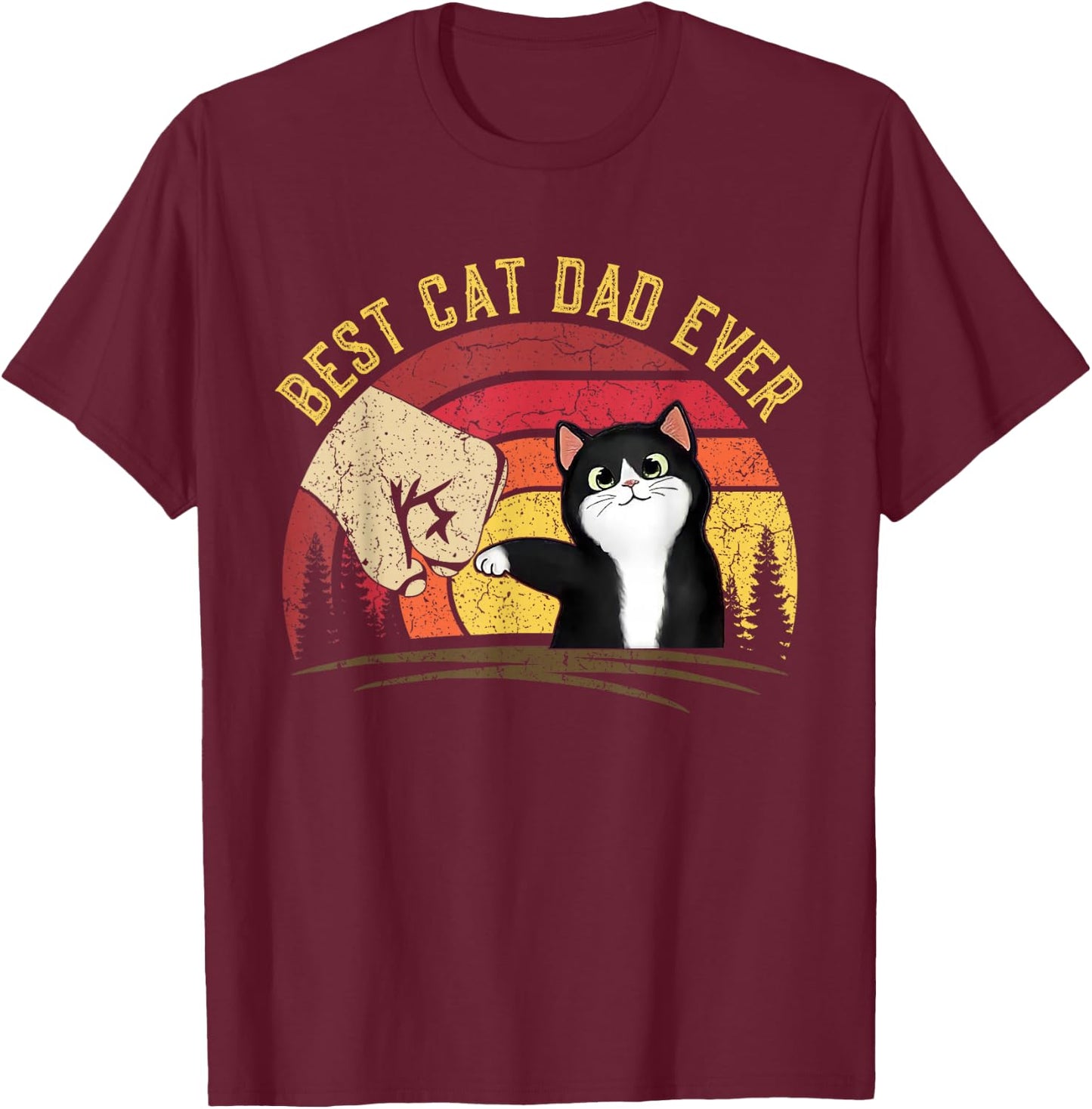 Cat Daddy Father's Day Cat Dad, Retro Best cat Dad Ever T-Shirt - T-Shirt | Maroon