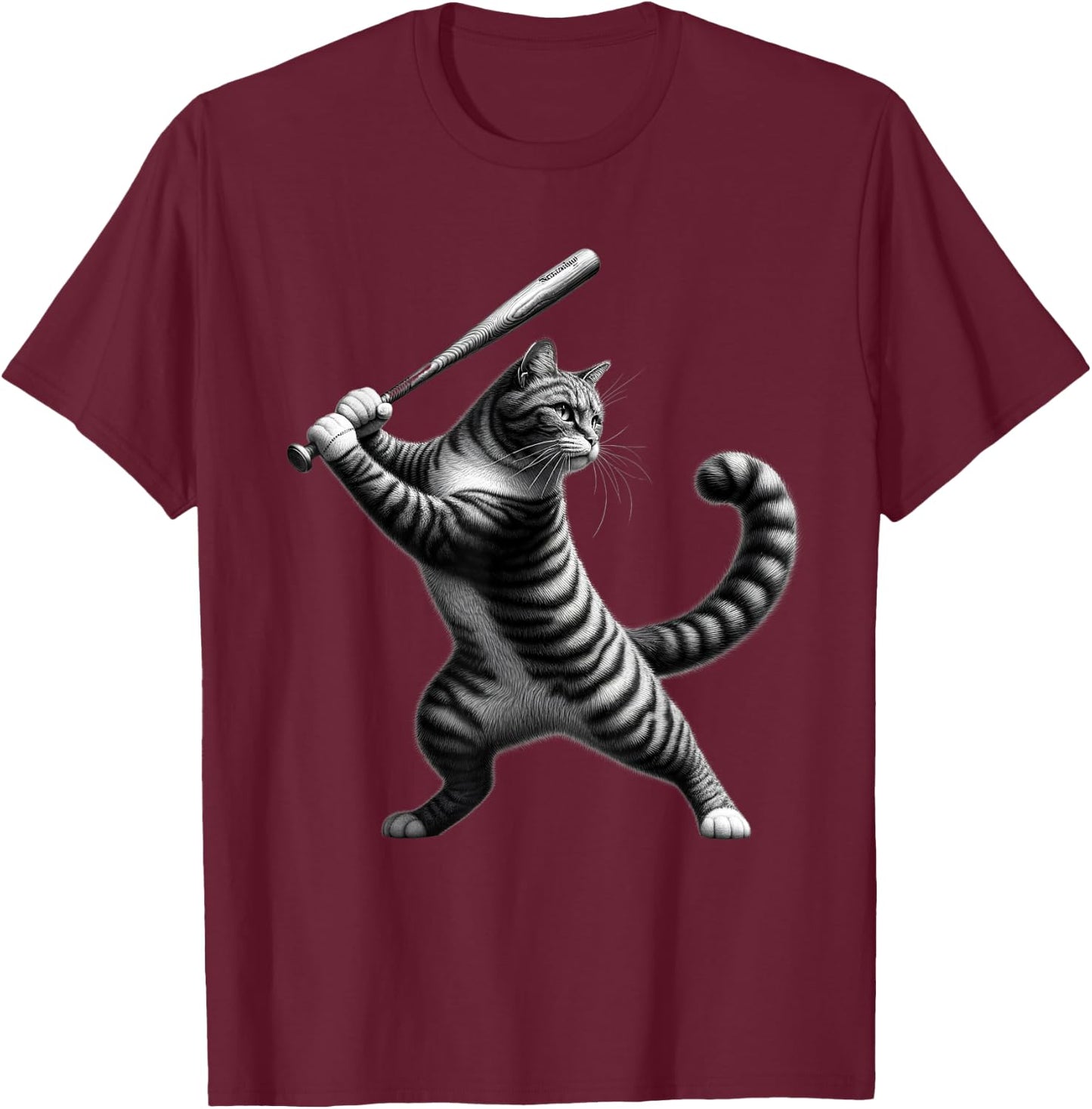 Vintage Cat Playing Softball Baseball Kitten Softball Player T-Shirt - T-Shirt | Maroon