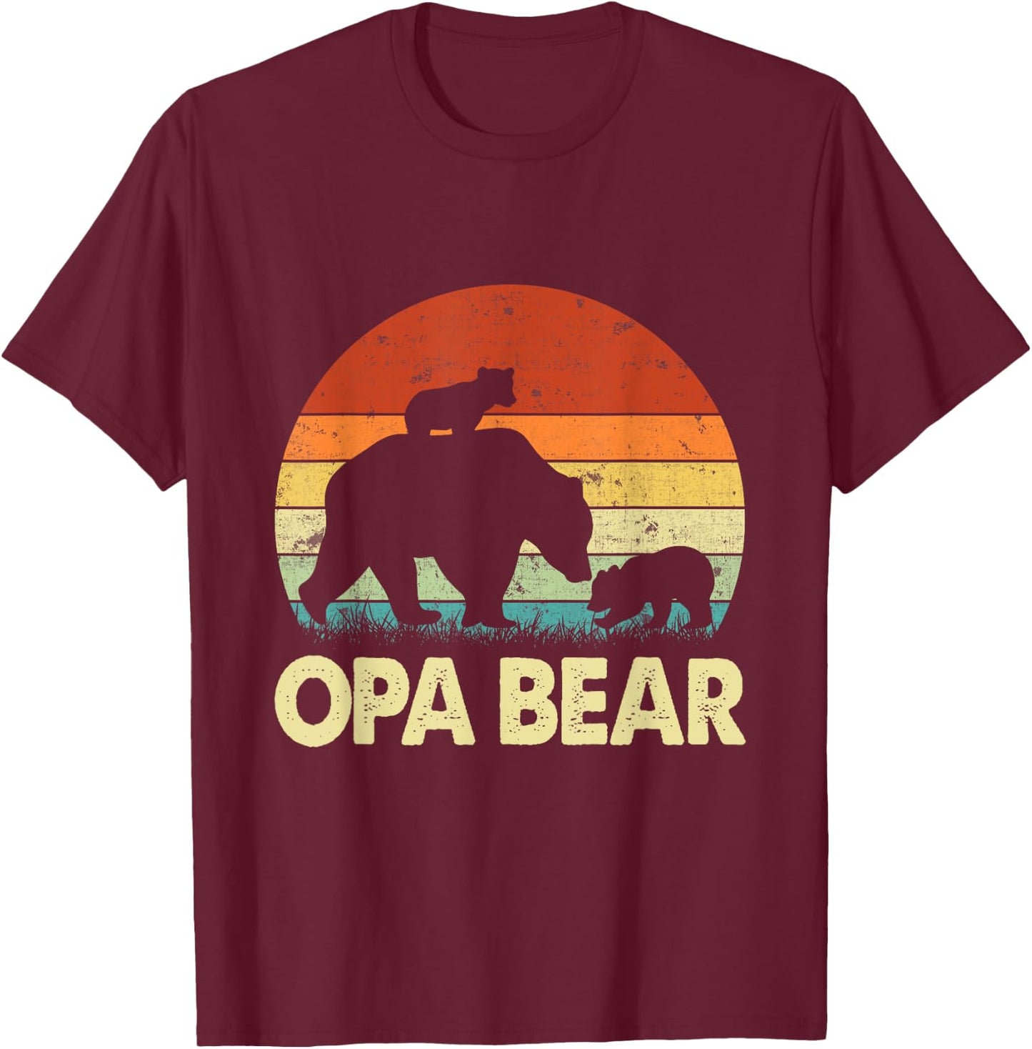 Opa Bear Lover Happy Father's Day Matching Family Dad Men T-Shirt - T-Shirt | Maroon