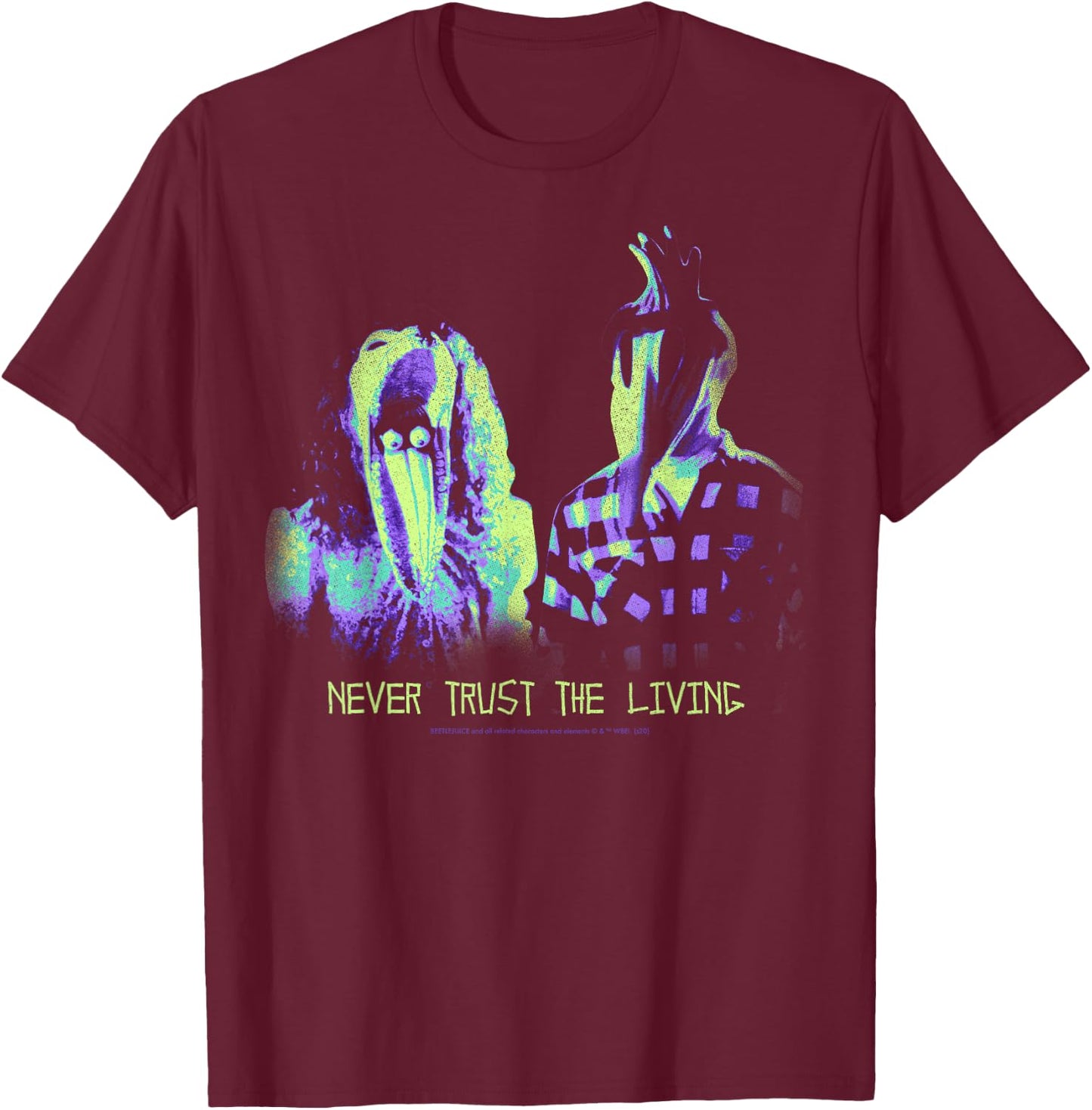 Beetlejuice Never Trust The Living Small T-Shirt - T-Shirt | Maroon